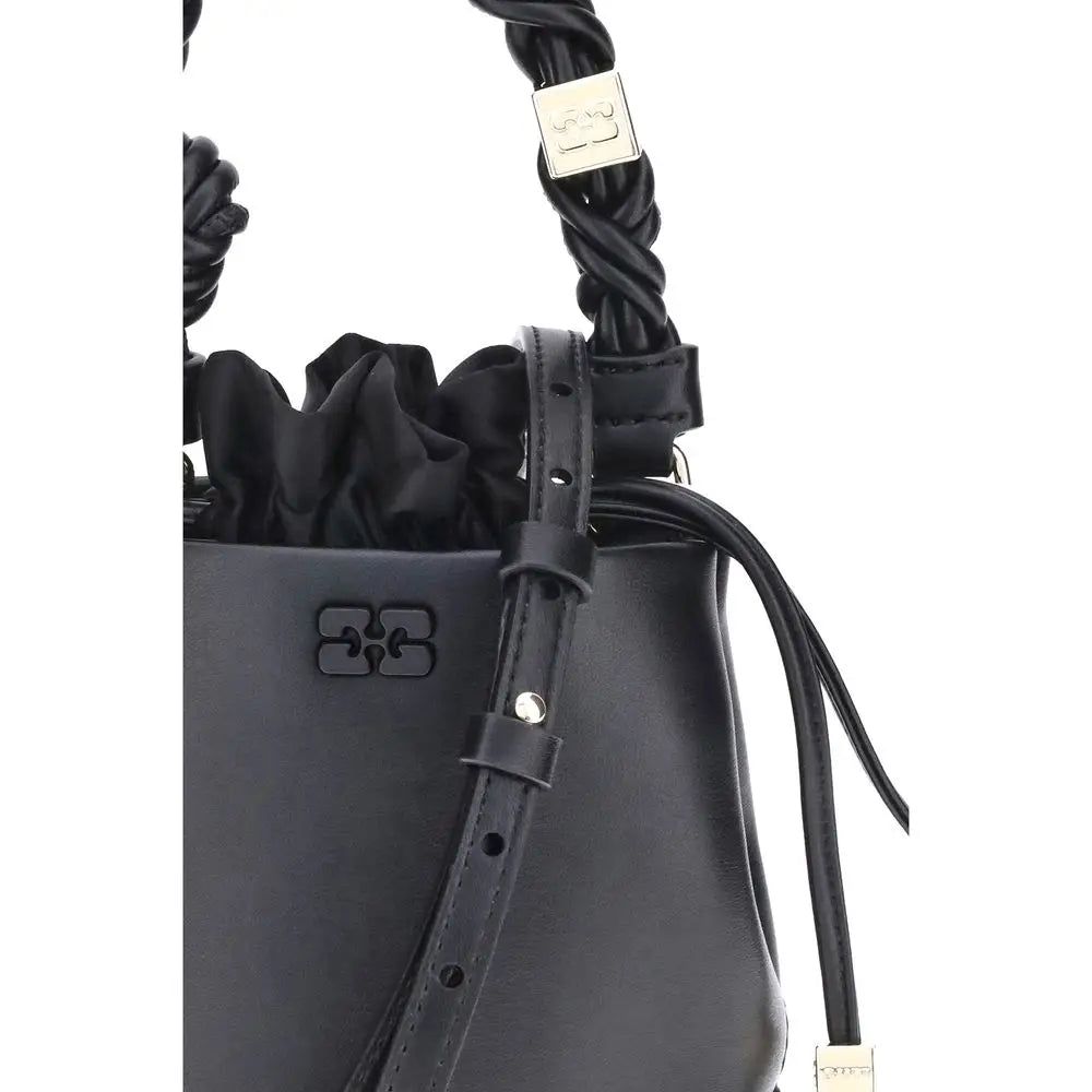 Ganni Black Recycled Leather Backet Bag - Håndtasker