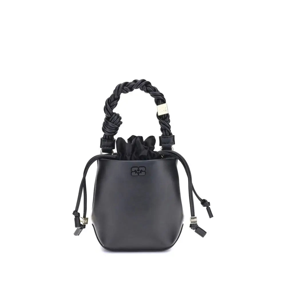 Ganni Black Recycled Leather Backet Bag - Håndtasker