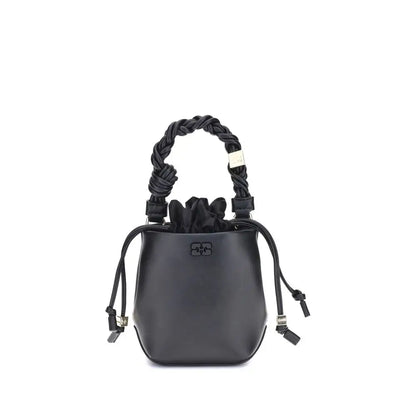 Ganni Black Recycled Leather Backet Bag - Håndtasker