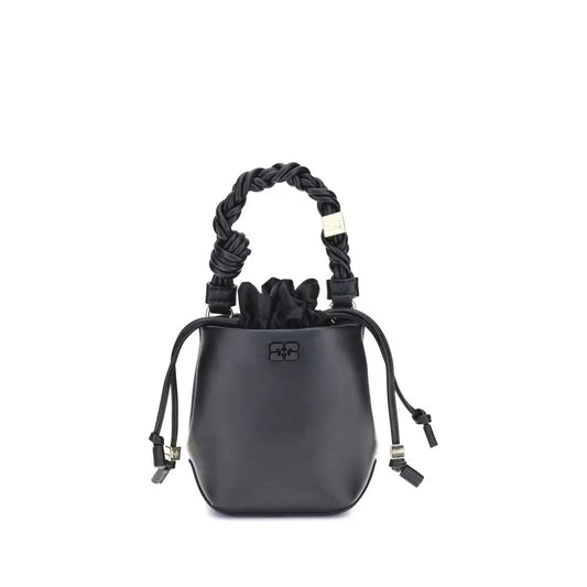 Ganni Black Recycled Leather Backet Bag - Håndtasker