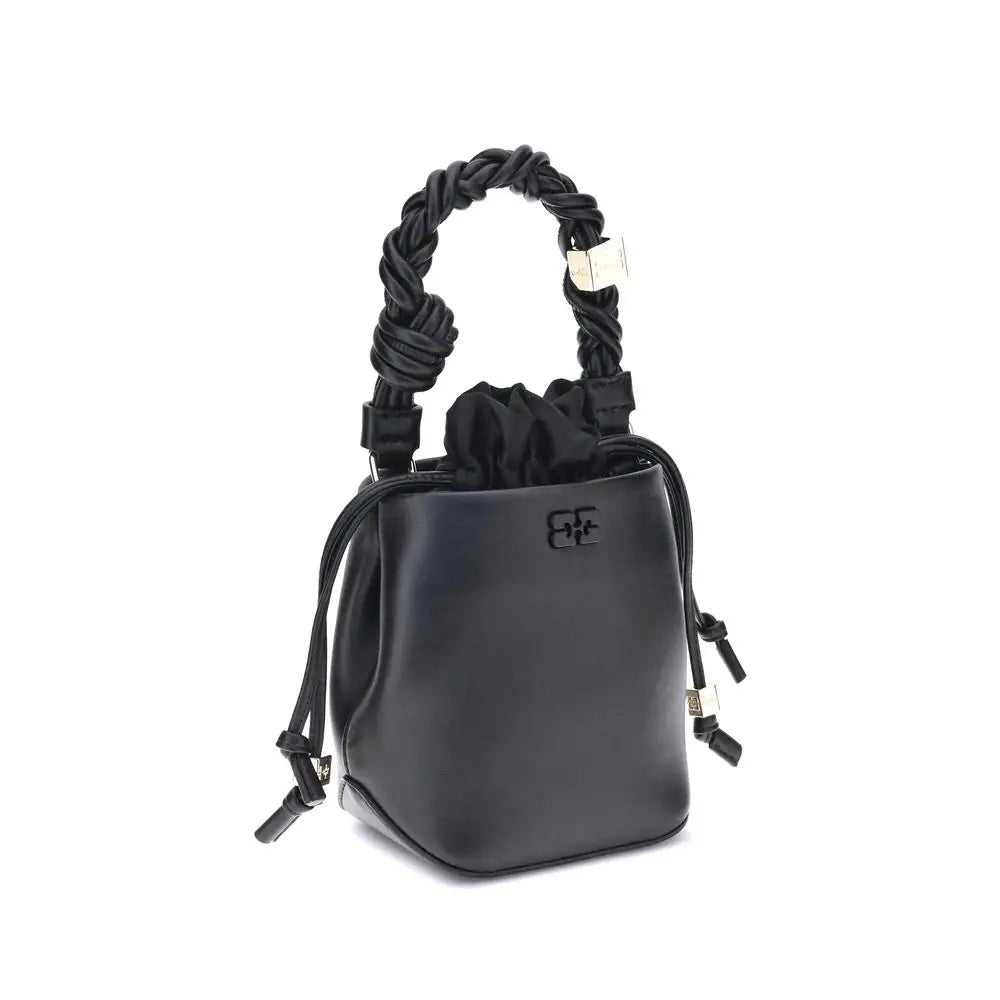 Ganni Black Recycled Leather Backet Bag - Håndtasker