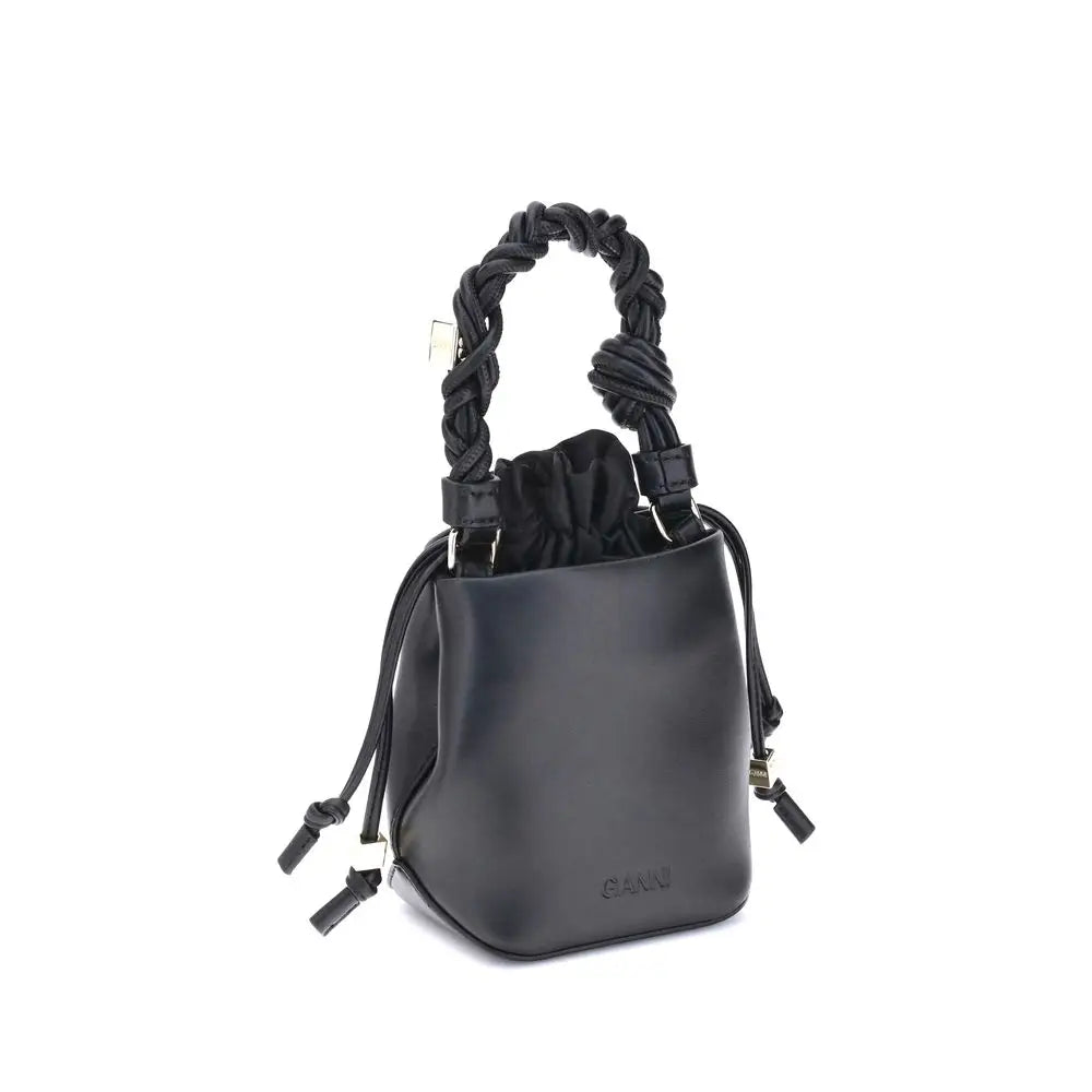 Ganni Black Recycled Leather Backet Bag - Håndtasker