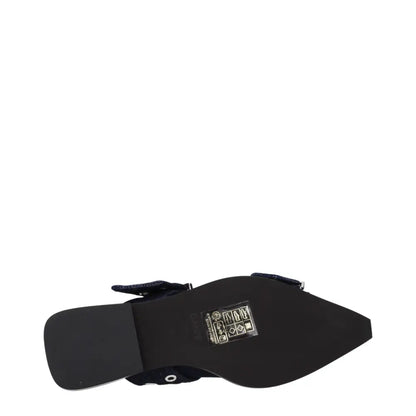 Ganni Blue Fabric Flat Sandals