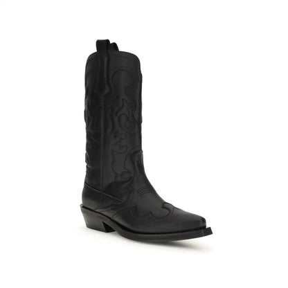Ganni MID SHAFT EMBROIDERED WESTERN BOOT - Støvler