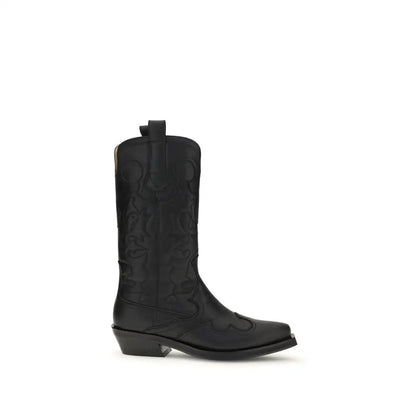 Ganni MID SHAFT EMBROIDERED WESTERN BOOT - Støvler
