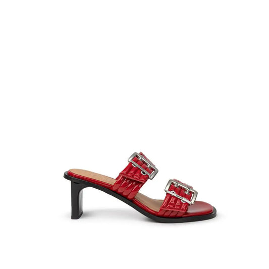 Ganni Red Leather Sandal - Sandaler