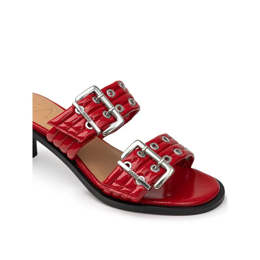 Ganni Red Leather Sandal - Sandaler