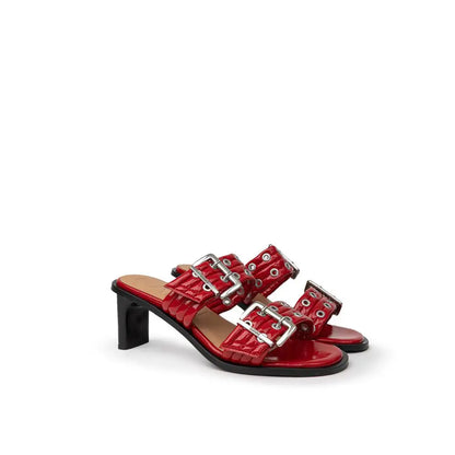 Ganni Red Leather Sandal - Sandaler