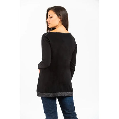 Sort Gas Black Cotton Sweatshirt med glittertrim, spar 30–70% på mode