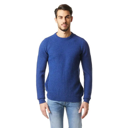 Gas blue marabou sweatshirt i kong royal blå, tekstureret strik med rund hals