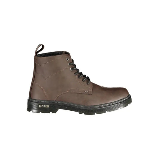Gas Marrone Poliuretano brown leather ankle boot with black laces and rugged rubber sole