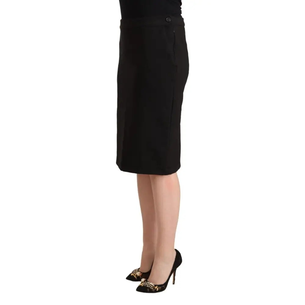 GF Ferre Black Straight Pencil Cut Knee Length Skirt