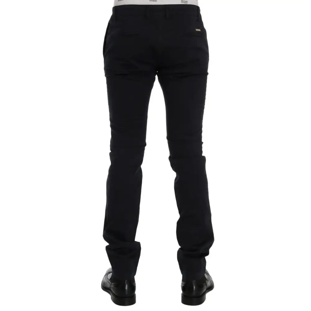 GF Ferre Blue Cotton Stretch Chinos Pants