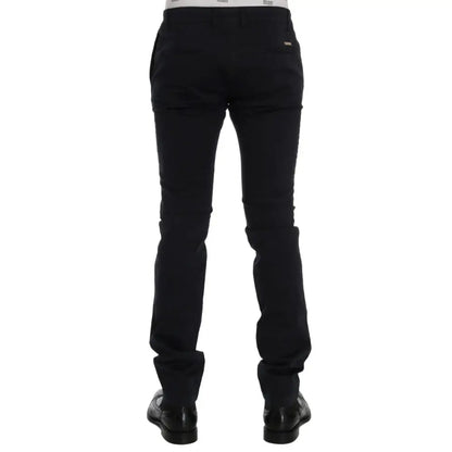 GF Ferre Blue Cotton Stretch Chinos Pants