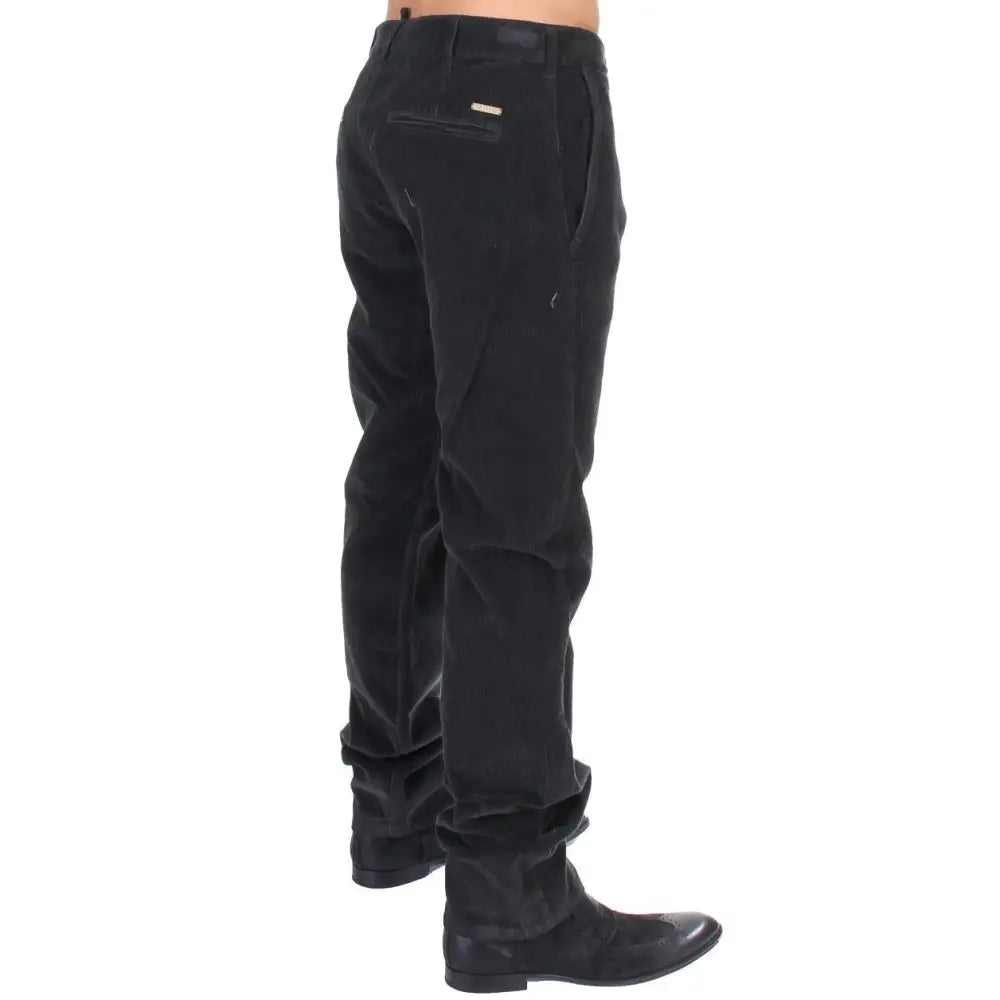 GF Ferre Elegant Black Cotton Corduroy Pants