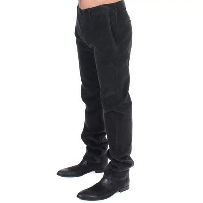 GF Ferre Elegant Black Cotton Corduroy Pants