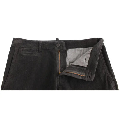 GF Ferre Elegant Black Cotton Corduroy Pants