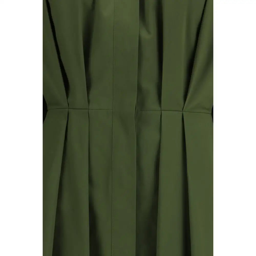 Givenchy bicolor cotton casual dress i olivengrøn plisséring