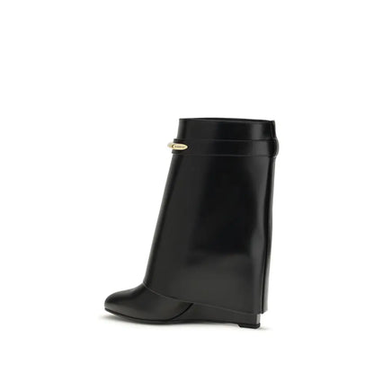 Givenchy sorte læder ankle boots med guld-logo, 100% originale brands