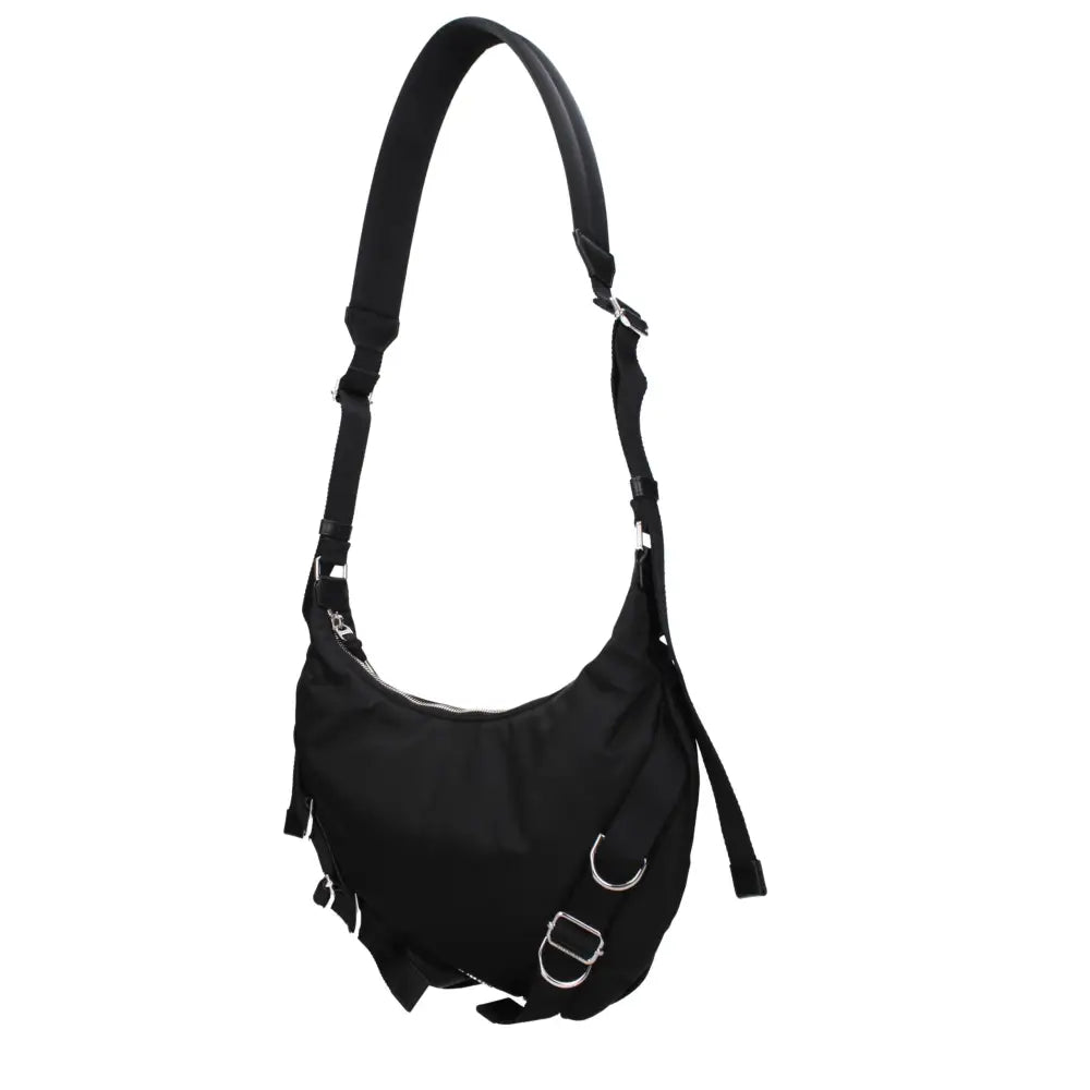 Givenchy sort nylon crossbody taske med sølv hardware og justerbar rem. 100% originale brands