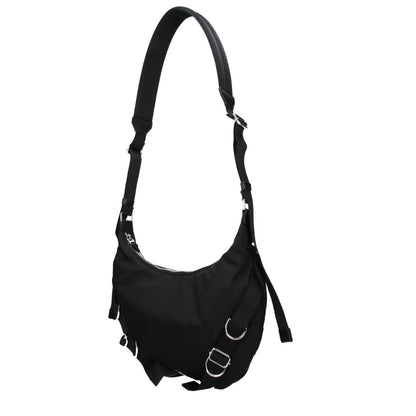 Givenchy sort nylon crossbody taske med sølv hardware og justerbar rem. 100% originale brands