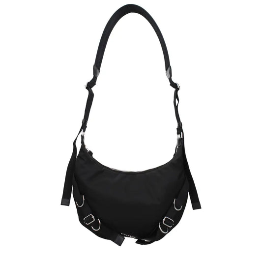 Sort Givenchy nylon crossbody i sort nylon med minimalistisk design og sølv hardware