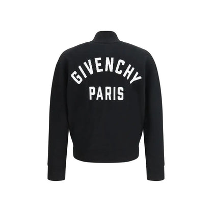 Givenchy sort sort cardigan med Paris bomber jakke i sort uld med hvid broderi