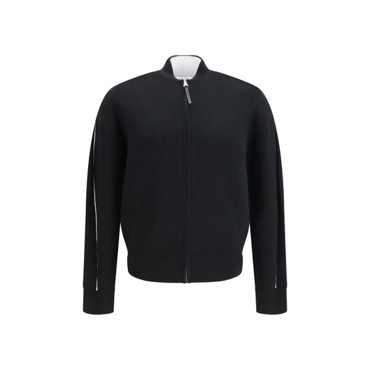 Givenchy sort sort cardigan i sort uld med hvide piping på ærmerne