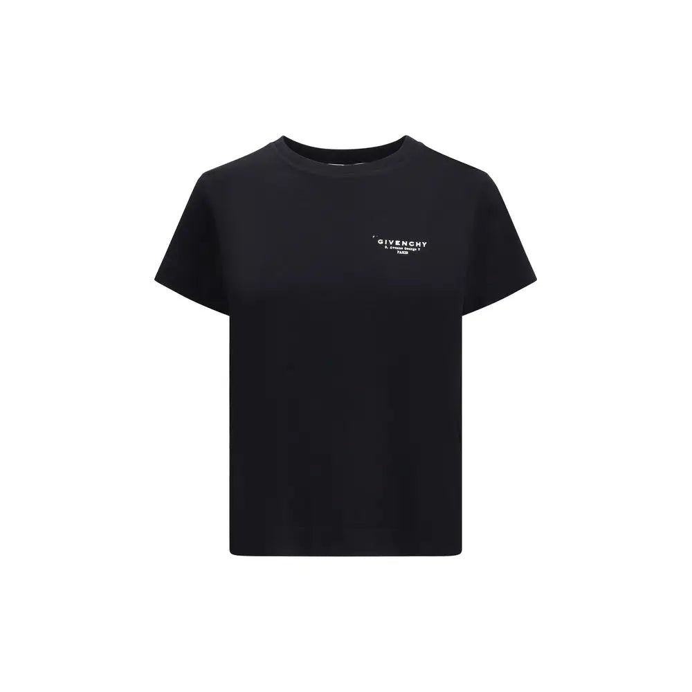 Sort Givenchy logoed t-shirt i sort med subtilt hvidt logo på venstre bryst