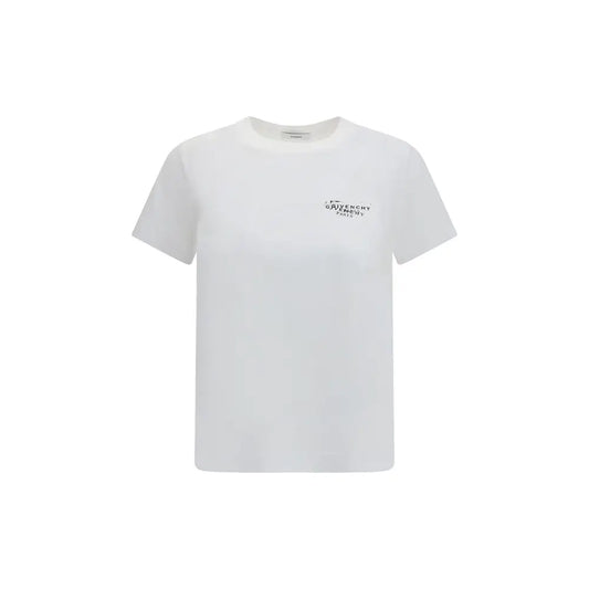 Givenchys hvide bomulds t-shirt med minimalistisk sort logo