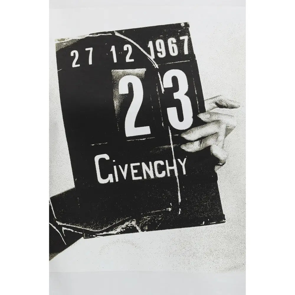 Hvide bomulds t-shirt med Givenchy kalenderplade 27 12 1967