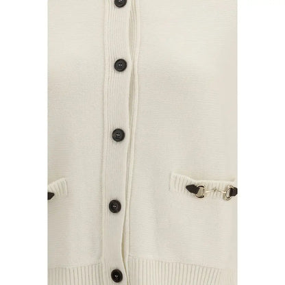 Beige uld cardigan fra Gucci med hestebit-spænde