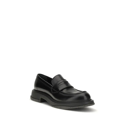 Gucci black calf læder Bos Taurus slip-on loafers i sort poleret læder med subtil logo