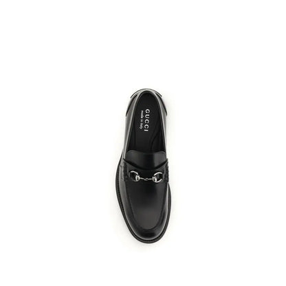 Gucci black calf slip-on loafers with horsebit hardware