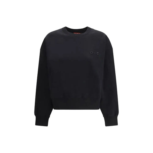 Gucci black cotton sweatshirt med subtilt broderet logo