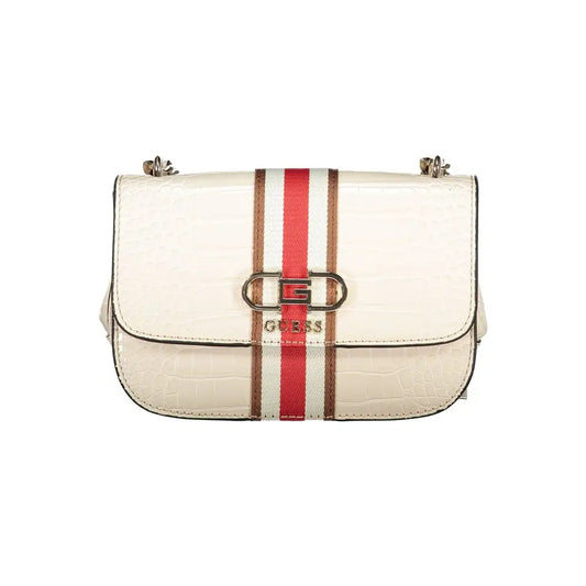 Guess Jeans beige polyethylene crossbody taske med krokodillemønster