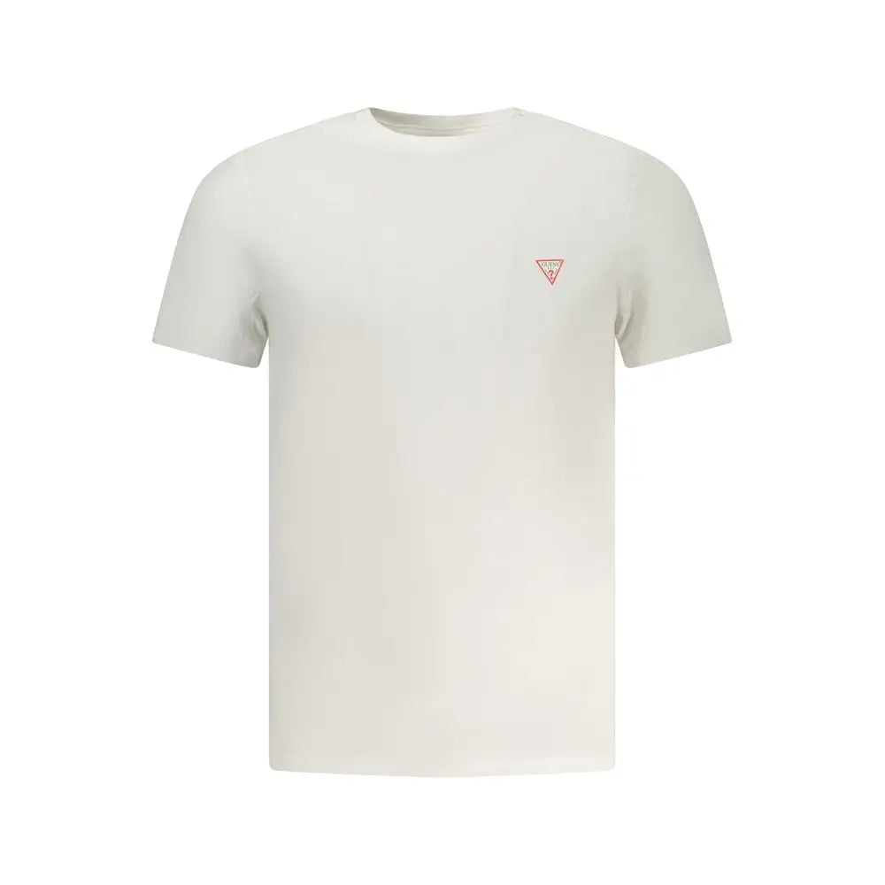 Guess jeans bianco cotton men t-shirt med rødt trekantlogo