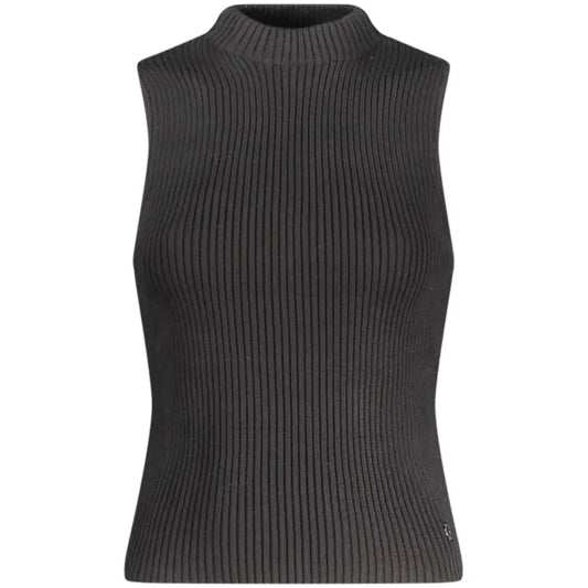 Sleek sort Guess Jeans tank top med ribbet tekstur fra outlet mærkevarer