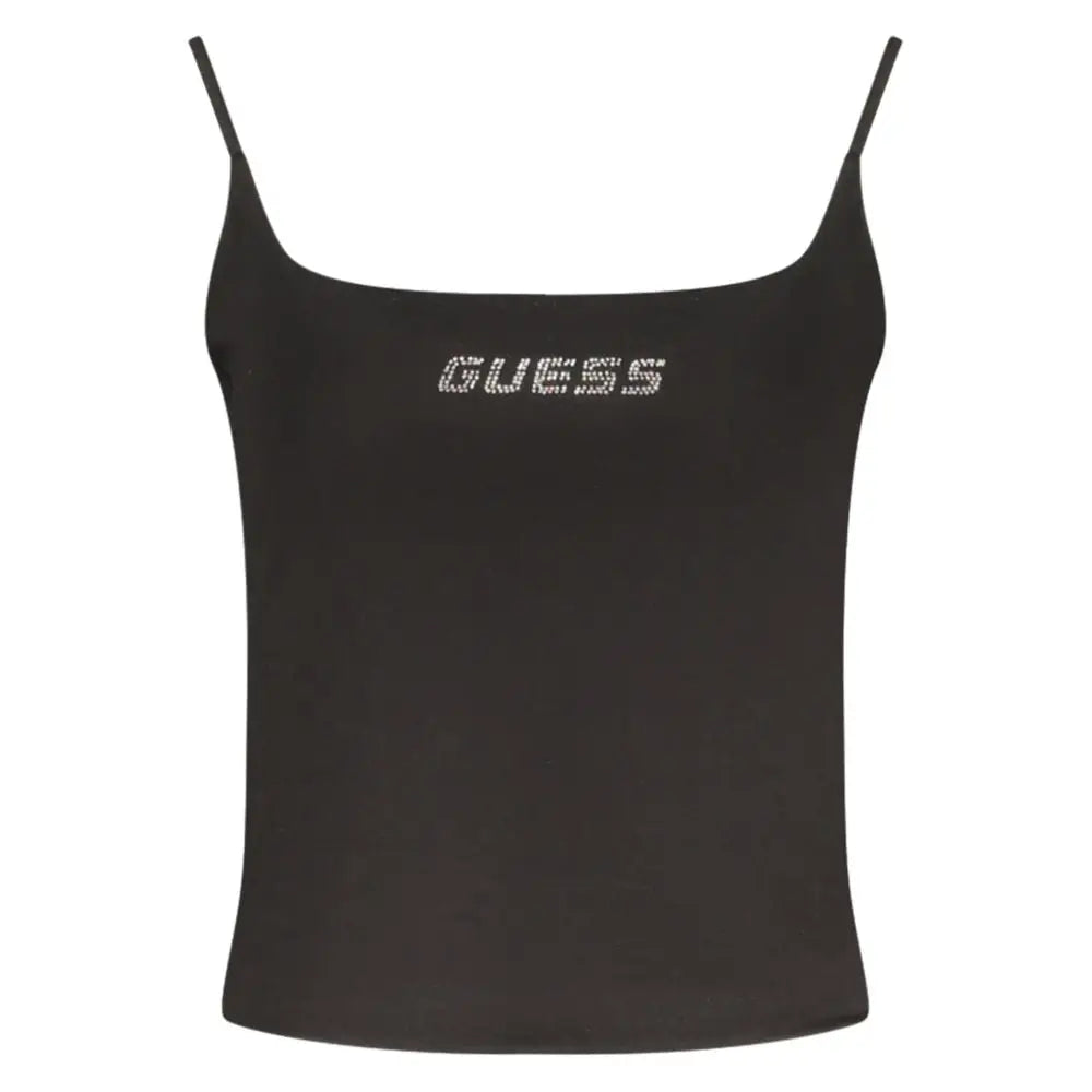 Sort guess jeans black kvindelig bomuldstanktop med skinnende logo