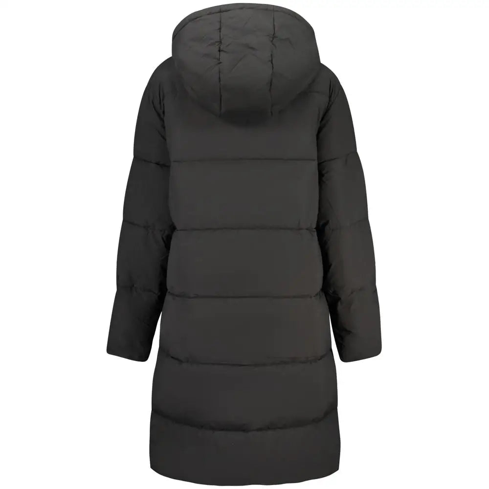 Sort Guess Jeans sort polyester jakke med hætte og vandret syning