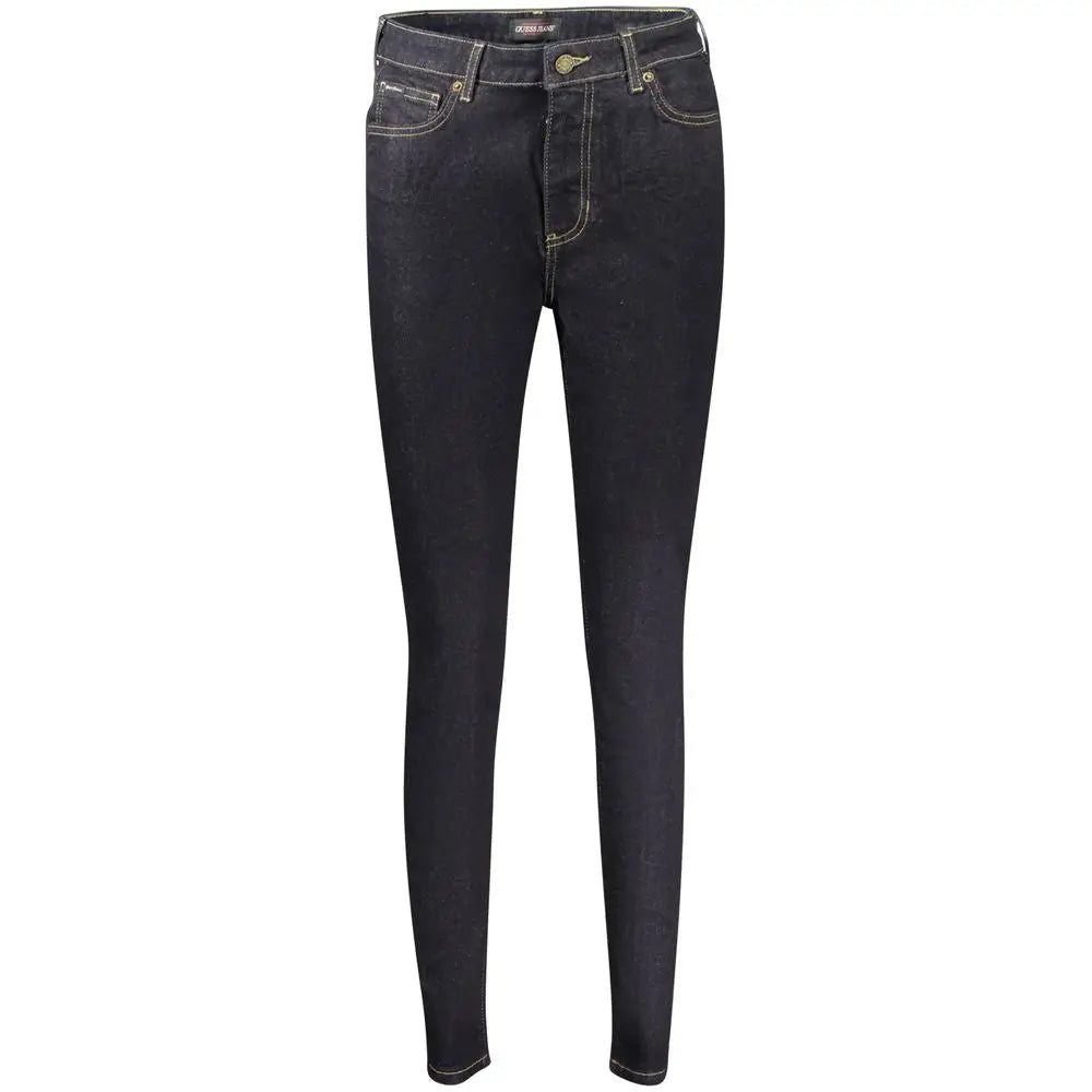 Guess jeans blu cotton kvinders skinny jeans i mørk vask med slank pasform og kontrasterende lys syning