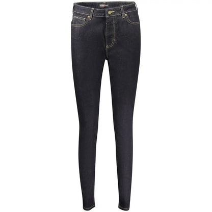 Guess jeans blu cotton kvinders skinny jeans i mørk vask med slank pasform og kontrasterende lys syning