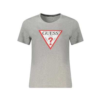 Grå Guess Jeans t-shirt med rød-hvid logo og U.S.A.-design
