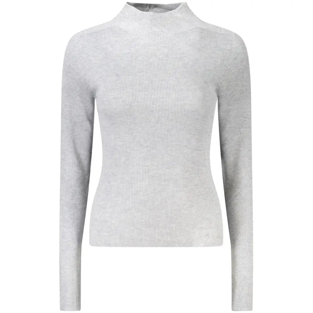 Guess Jeans grå uld trøje, ribbet turtleneck i heather gray