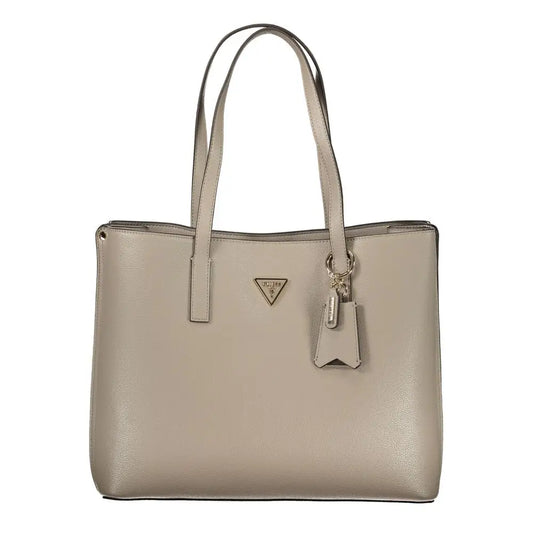 Elegante borsa Guess Jeans Grigio Poliuretano in taupe scamosciata