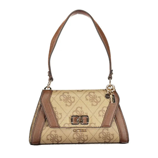 Guess Jeans Marrone Poliuretano kvinde taske i beige og brun med quiltet mønster