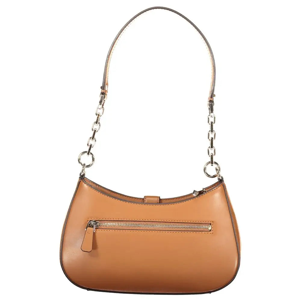 Guess jeans marrone poliuretano tan leather shoulder bag with chain strap