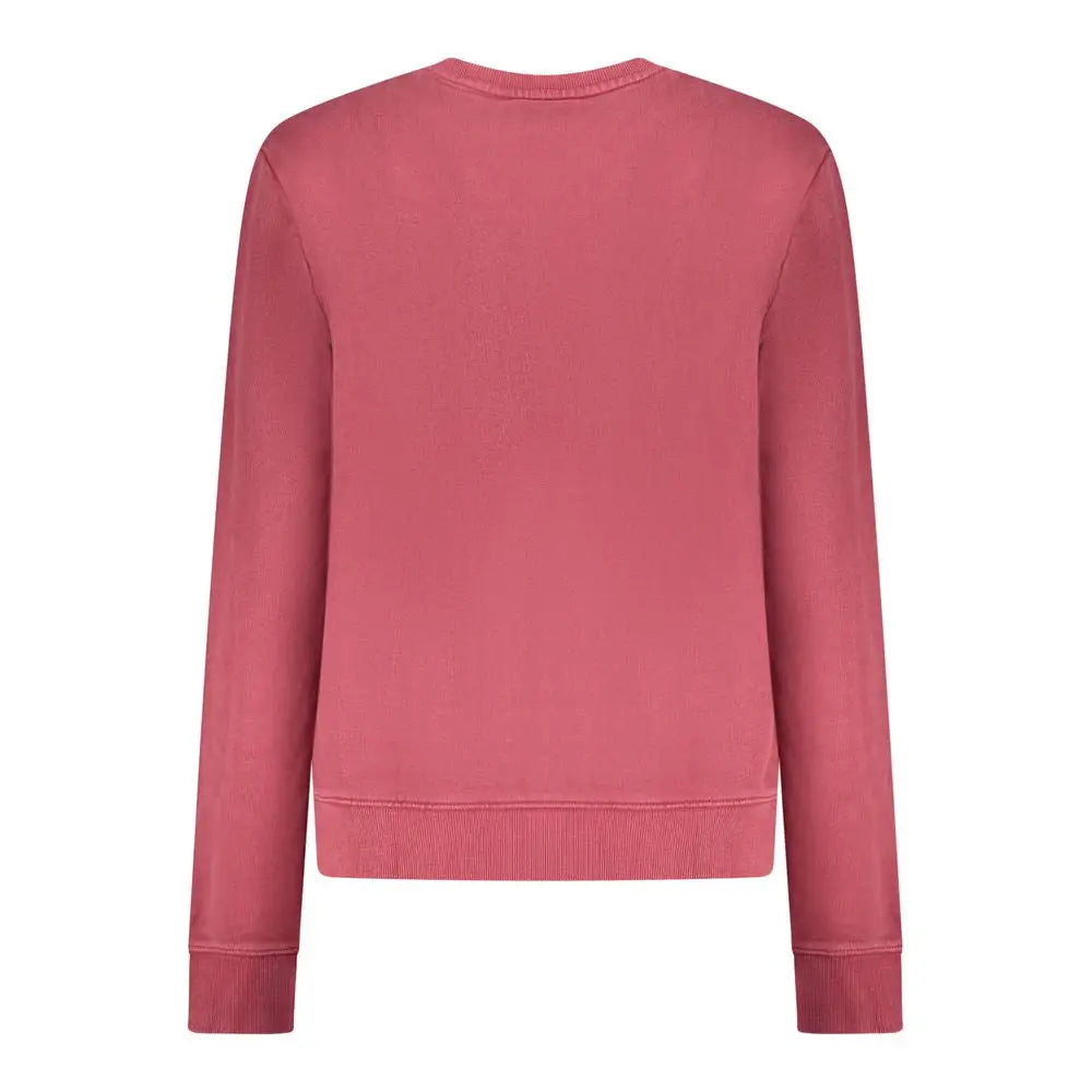 Guess Jeans rød bomuldssweatshirt til kvinder i blødt rosafarve med ribkant