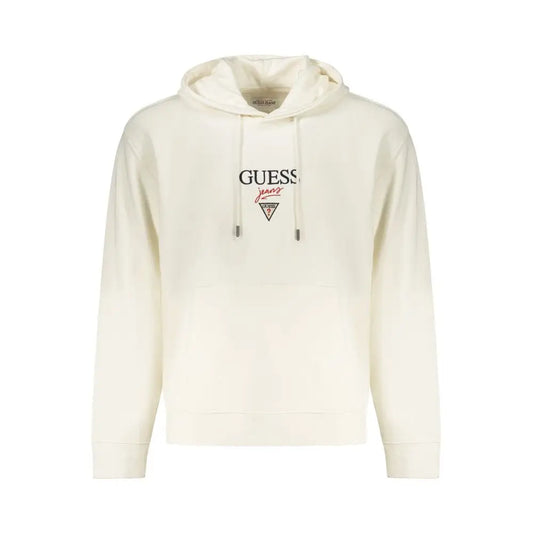 Cream-colored Guess Jeans white cotton herresweatshirt med sort og rød logo