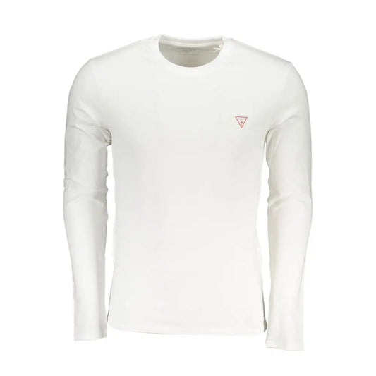 Hvid langærmet Guess Jeans T-shirt med rødt logo, 100% original